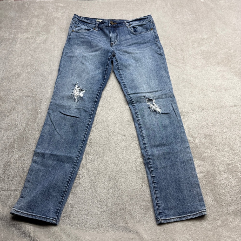 Kut from the Kloth Catherine Boyfriend Jeans Women's 8 Med Wash Distressed Denim